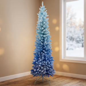 Árbol de Navidad Artificial con Nieve Artificial de 6 Pies, Degradado Azul, Modelo D0100HADX9Y - Product Image 2