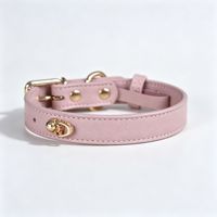 Collier pour chien en cuir de vachette pleine fleur de luxe 2026, grain litchi, cuir véritable souple, accessoires DIY perles