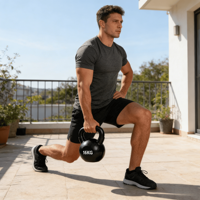 Ensemble de kettlebells réglables en fonte VIGFIT, vente en gros, 4-20 kg, revêtement PVC, vinyle, néoprène, codage couleur, entraînement de force commercial