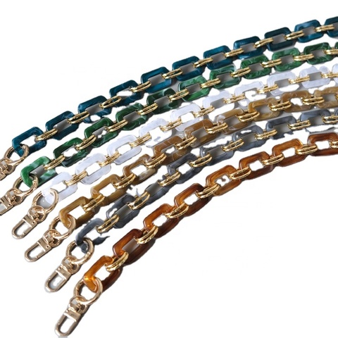 Fashion Women's Bag Thick Chain Shoulder Bag Accessories Antique Mixed Gold Resin Thick Chain Acrylic Material