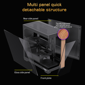 Lovingocool <span class=keywords><strong>2025</strong></span> thiết kế mới chơi game PC Tủ mATX trường hợp máy tính giữa tháp tủ nhà sản xuất chơi game với bảng điều khiển phía trước bằng gỗ - Product Image 6