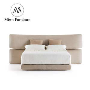 Hiện đại sang trọng nội thất phòng ngủ phòng ngủ giường đôi đặt thoải mái trở lại thêm lớn rắn gỗ vải đầu giường bọc giường - Product Image 6