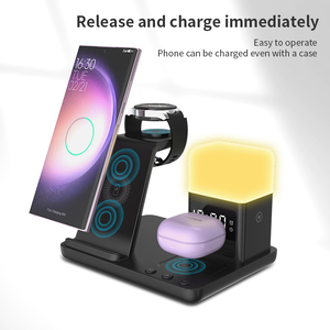 Chargeurs sans fil pour plusieurs appareils 15W 6 en 1 <span class=keywords><strong>Chargeur</strong></span> sans fil portable avec <span class=keywords><strong>réveil</strong></span> Veilleuse Support de <span class=keywords><strong>chargeur</strong></span> sans fil - Product Image 5