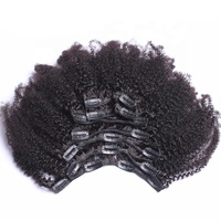 Pince à cheveux bruts en cheveux humains 100% 4B4C Afro Kinky Curly Clip Ins Extensions de cheveux vierges brésiliens