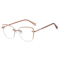 MS 91742 2025 Gafas Ópticas de Metal sin Montura con Logotipo Personalizado, Monturas de Gafas Modernas para Mujer, Nuevo Diseño