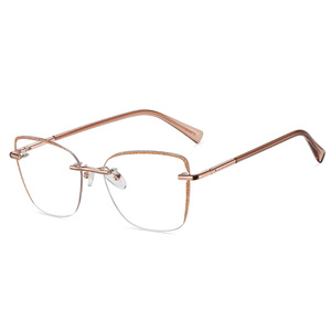 MS 91742 <span class=keywords><strong>2025</strong></span> biểu tượng tùy chỉnh không có vành <span class=keywords><strong>Eyewear</strong></span> của phụ nữ thời trang kim loại kính quang học khung thiết kế mới kính mắt <span class=keywords><strong>Frames</strong></span> - Product Image 2
