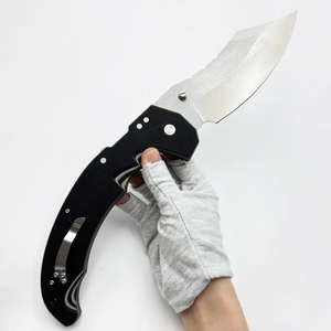 Cuchillo Plegable Industrial de Acero Inoxidable HL Personalizable OEM, Hoja 8Cr13 Sheepsfoot, Mango G10, Cuchillo de Camping DIY - Product Image 4