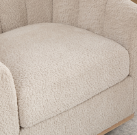 Fauteuil club moderne en chenille rembourré avec pieds en bois, pivotant à 360°, capitonné, doux, en forme de citrouille, pour la maison et le bureau