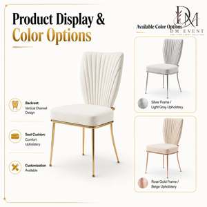 Custom Luxury Gold Stainless Steel Channel Tufted Fan Back Wedding Banquet <b>Chair</b> for Hotel and Event Venues - Product Image 4