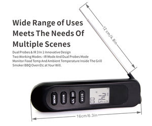 Thermomètre alimentaire infrarouge numérique 3 en 1, thermomètre à lecture instantanée pour viande avec grand écran LCD rétroéclairé - Product Image 4