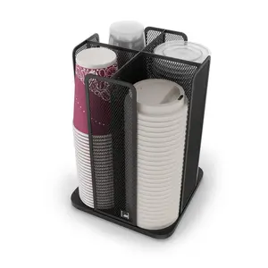 Gobelet en papier et porte-couvercle Organisateur de stockage de tasses en plastique Distributeur de tasses à café pour comptoir