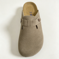 Sabots légers antidérapants en cuir suédé véritable style designer, semelle en liège EVERGREEN, mules personnalisables avec LOGO, prix de gros