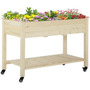Jardinière surélevée en <span class=keywords><strong>bois</strong></span> à 4 roues Boîte de plantation extérieure en <span class=keywords><strong>bois</strong></span> résistante à la pourriture Lit de plantation <span class=keywords><strong>surélevé</strong></span> <span class=keywords><strong>pour</strong></span> légumes - Product Image 1