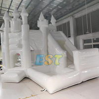 Grande maison blanche commerciale de rebond de fête de mariage avec le château plein d'entrain blanc de maison de toboggan pour la location de partie