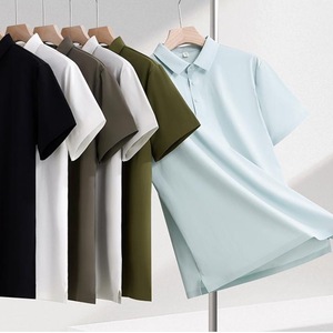 Polo pour homme en nylon popeline, vêtement de travail d'été, antibactérien, coupe ajustée, gris, vert mousse, bleu montagne, noir, blanc, bleuâtre - Product Image 1