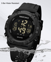 NAVIFORCE 7104 Schwarze 5 Bar Wasserdichte Digitaluhr Private Label Herrenuhr Countdown LCD-Hintergrundbeleuchtung Sportuhr