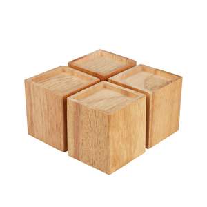 Elevadores de Muebles Rústicos Hechos a Mano de Madera de Pino, Elevadores Resistentes para Camas, Sofás y Escritorios, Juego de Elevadores de Patas de Estilo Folclórico Pulido, 4 Piezas Similares - Product Image 1