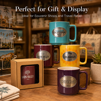 Tazas de Cerámica Personalizadas con Lugares Emblemáticos de Estados Unidos, Tazas de Café de Porcelana con Logotipo de Cobre