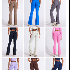 Pantalon de yoga évasé cargo 24 couleurs pour femme, taille haute, effet push-up, avec poches, idéal pour la gym et le fitness - Product Image 2