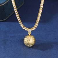 Chaîne Tennis Plaqué Or 5mm pour Homme Style Hip Hop Tendance avec Pendentif Volleyball en Strass Cristal – Collier de Fête