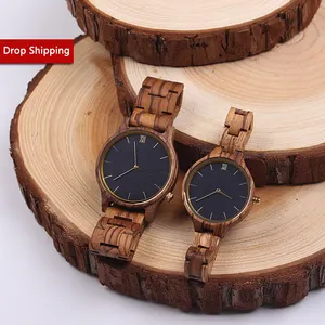 SOPEWOD — montre en bois zèbre pour hommes et femmes, Logo gravé, personnalisé, à la mode