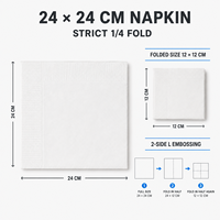 Serviettes en papier jetables ZAWADA, 2 plis, en pâte de bois vierge, 24x24, en boîte (4 plis), emballage en sac, pour cocktails, mariages et fêtes