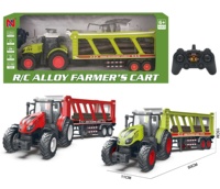 Tracteur agricole télécommandé en alliage avec remorque, véhicule de transport électrique, jouet avec chargeur inclus, fonctions de retour automatique et de suivi