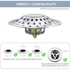 Siphon de sol escamotable en cuivre massif pour baignoire et lavabo, avec filtre à cheveux et anti-odeur, type <span class=keywords><strong>pieuvre</strong></span> - Product Image 3