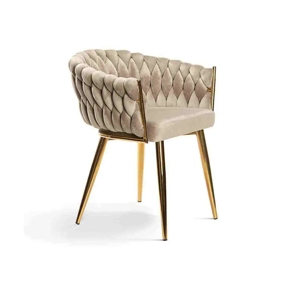 Canapé simple de loisir moderne Chaise nordique Canapé à pieds en métal en tissu velours Chaise longue
