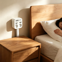 Enchufe europeo con 4 tomas de corriente y USB, extensor de enchufe de pared para sofá, mesita de noche, regleta de alimentación