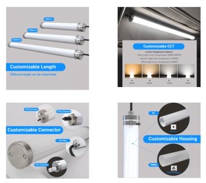 ShineLong 4FT Commercial Industrial Lighting Entrepôts de lavage de voiture IP69K Lumière LED anti-poussière Étanche Batten Tri-proof Light - Product Image 2