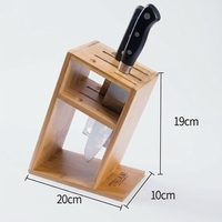 Porte-couteaux en bambou sain sans formaldéhyde 20x10x19cm, esthétique moderne, bloc à couteaux de cuisine certifié FSC ISO BSCI, organisateur