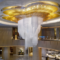Lustre LED personnalisé en verre et cristal d'albâtre pour décoration intérieure, idéal pour villa, hall d'hôtel, escalier