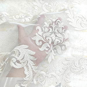 Vàng Sheer Thêu Rèm 280Cm Voile Thêu Sheer Vải Sang Trọng Trắng Cửa Sổ Rèm Cửa Phòng Khách Làm Sẵn - Product Image 2