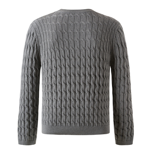 Winter Knitwear Suppliers Streetwear GOTS Designer Cable Jumper Long Sleeve Embroidery Logo Custom Knitted Sweater - Product Image 3