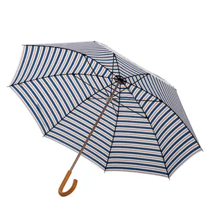 Supplier Wholesale J Wooden Handle Straight Sticks Wood Umbrella rain Custom logo