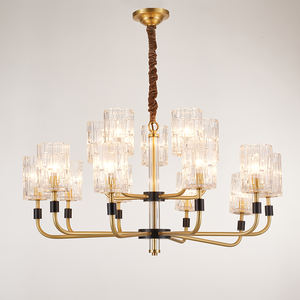 MEEROSEE moderno rame oro illuminazione in metallo da salotto lampadario in vetro lampada dicroico vetro ciondoli Lustras 400 k3992 - Product Image 1