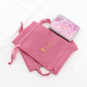 Sacs en satin à cordon tressé avec pompon, pour chaussures, extensions de cheveux et grandes perruques, avec logo personnalisé - Product Image 2