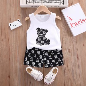 Conjunto de ropa de verano <span class=keywords><strong>para</strong></span> niños al por mayor versión coreana <span class=keywords><strong>Chaleco</strong></span> de algodón de dos piezas y pantalones cortos sin mangas <span class=keywords><strong>para</strong></span> niños pequeños - Product Image 2