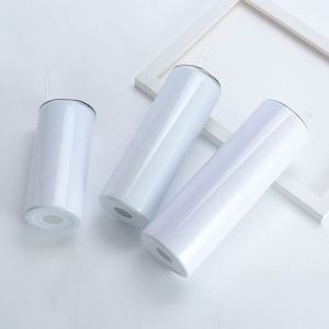 Gobelet isotherme à double paroi en acier inoxydable de 20 oz, blanc, vierge pour sublimation, avec couvercle et paille, idéal pour 6 à 12 cadeaux - Product Image 3