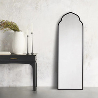 Miroir mural arqué de style ferme avec cadre en aluminium décoratif effet vitre, taille personnalisable