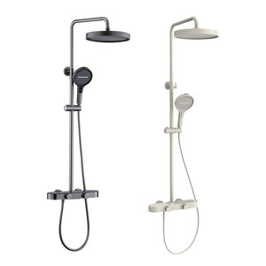 Complete Shower Set With Shelf Off White Pressure Boosting Brass Modern Design For Bathroom Use - Product Image 4