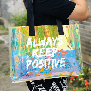 Bolso de mano transparente de PVC naranja con logotipo personalizado y cierre de botón, elegante diseño de moda para regalos y compras - Product Image 2