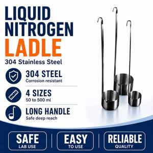 Cuillère à azote liquide en acier inoxydable, cuillère d'échantillonnage, accessoire pour réservoir de LN2, seau de levage circulaire - Product Image 1