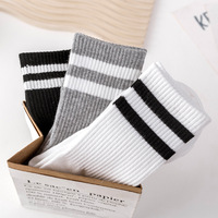 Chaussettes classiques rayées en coton personnalisées, chaussettes mi-mollet décontractées rétro rayées pour hommes et femmes, usage quotidien, multicolores