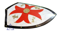 Escudo de Guerrero de la Cruz Templaria Roja con Cuadrícula en W, Armadura de Batalla, Disfraz de Cosplay Rojo para Halloween, Regalos