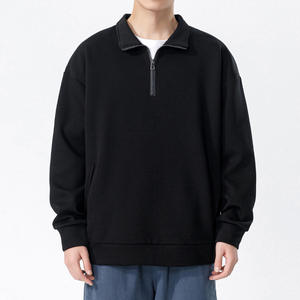 Nueva llegada invierno cálido forro de felpa diseño suelto gráfico personalizado media cremallera cuello Unisex pulóver sudadera - Product Image 1