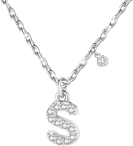 Pronta Consegna All'ingrosso <span class=keywords><strong>Collana</strong></span> con Ciondolo a Lettera <span class=keywords><strong>S</strong></span> in Acciaio Inossidabile 316L con Zircone, Gioielli Europei e Americani di Tendenza, Non si Ossida - Product Image 1