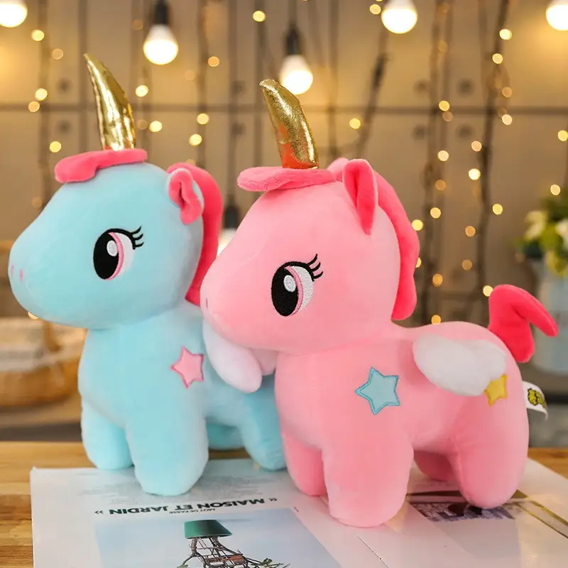 Toptan tek boynuzlu at pelüş oyuncak dolması hayvanlar sevimli yumuşak en iyi hediyeler için Gift che bebek Unicorn Mini peluş yastık bebek hediye
