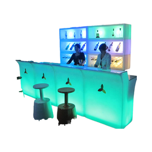 Barra de <span class=keywords><strong>Bar</strong></span> Portátil Ovalada con Iluminación LED, Estilo Industrial, Mueble Móvil para Centro Comercial, Hotel, Club Nocturno, Eventos, Hecho de Plástico - Product Image 1